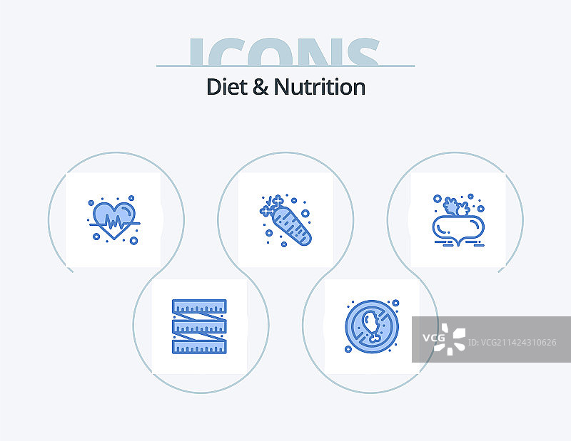 5个蓝色营养饮食图标设计图片素材