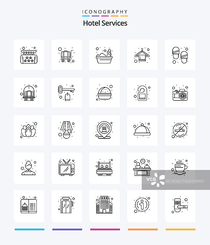 创意酒店服务25个轮廓图标包图片素材
