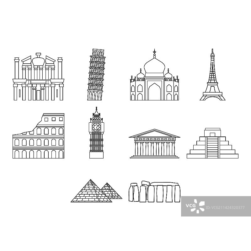 世界地标图标集图片素材