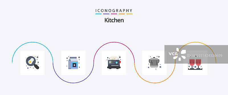 厨房扁平风格果汁图标套装图片素材