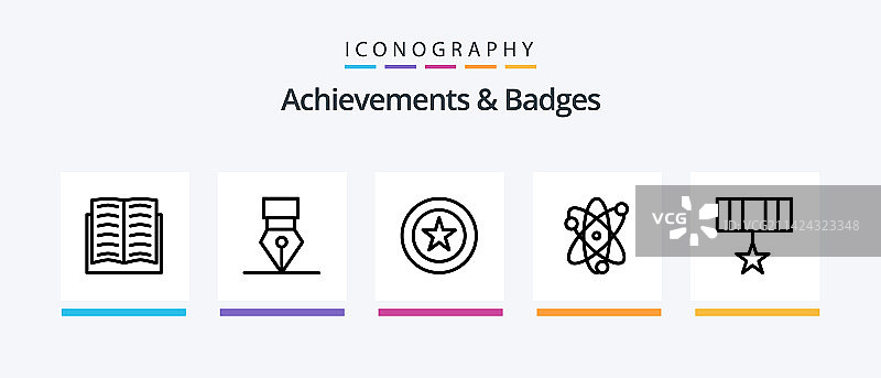 成就和徽章线性图标包图片素材