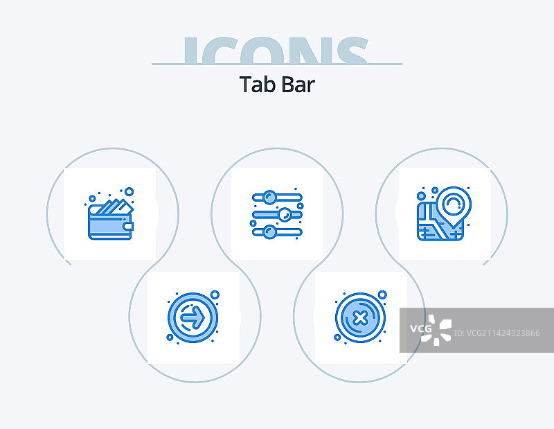 蓝色标签栏图标包（地图、货币等5个图标设计）图片素材