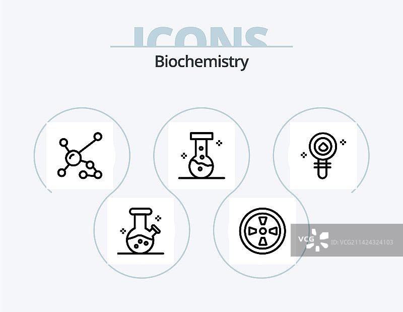 生物化学线性图标套装（5个）图片素材