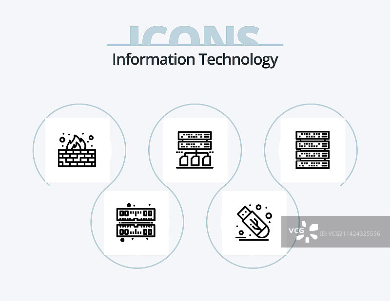 信息技术线性图标包5个图标图片素材