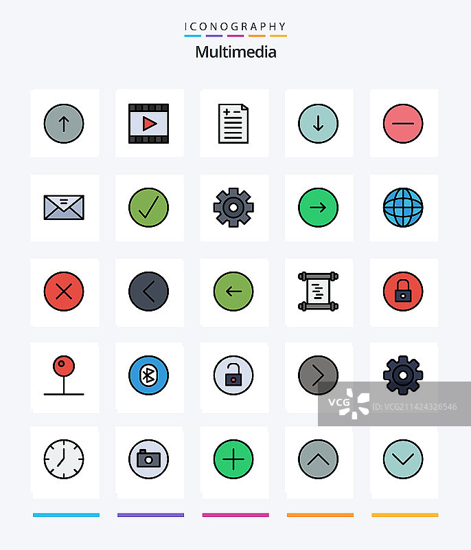 25款创意多媒体线性图标图片素材