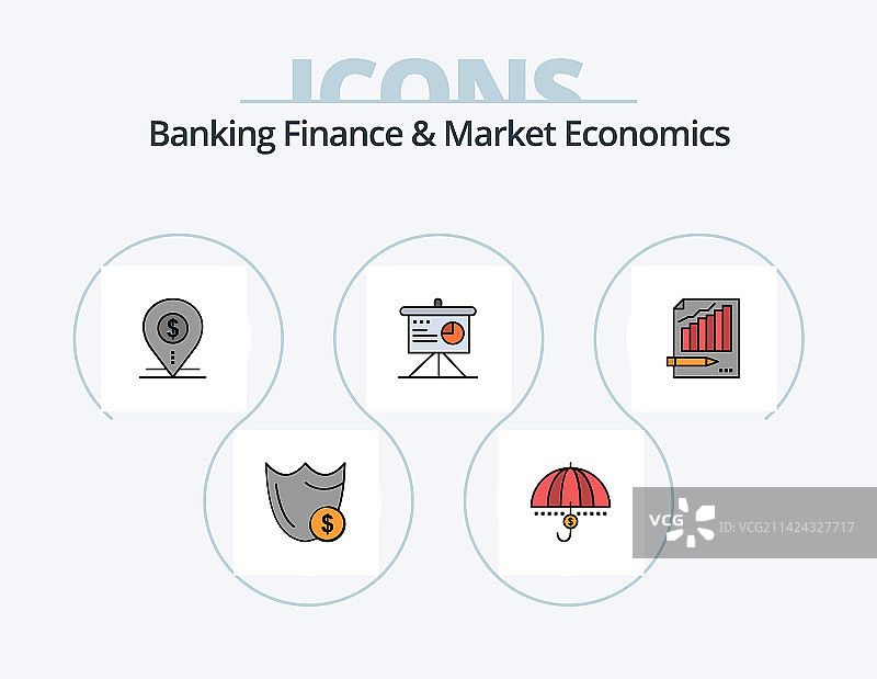 银行金融和市场经济线性填充图片素材