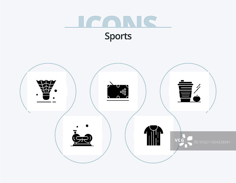 体育运动字形图标包，5个图标设计表格图片素材