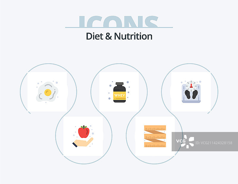饮食与营养扁平图标包5个图标设计图片素材