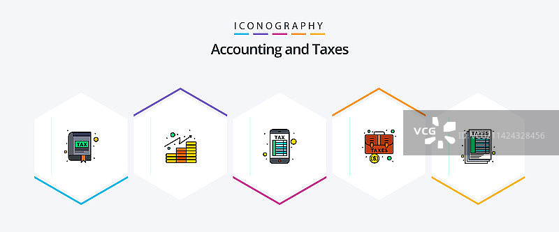 25个税务主题的线性图标合集，包含案例图片素材