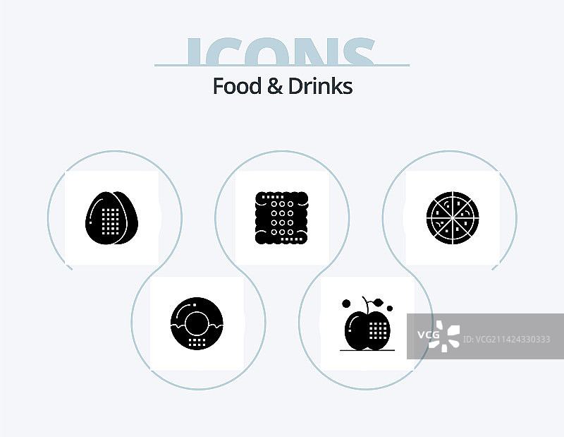 5个食品饮料字形图标设计图片素材