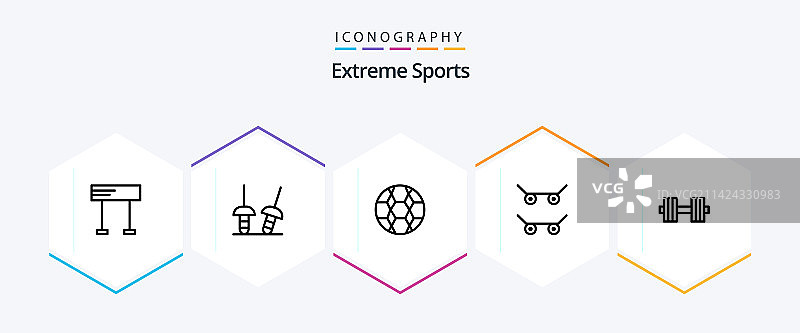 包含健身足球的25个线性风格运动图标包图片素材