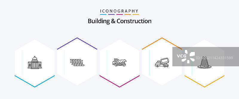建筑施工25个线性图标包图片素材