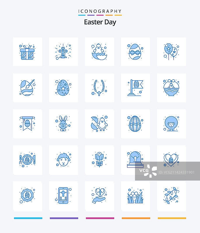 创意复活节蓝色图标包（如活动）图片素材