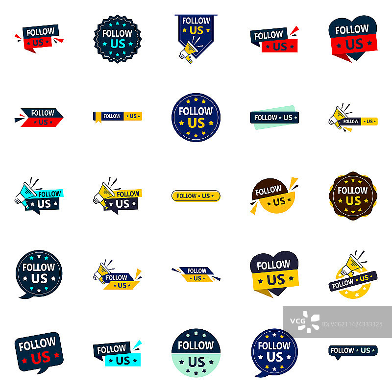 25个引人注目的关注我们图形元素图片素材