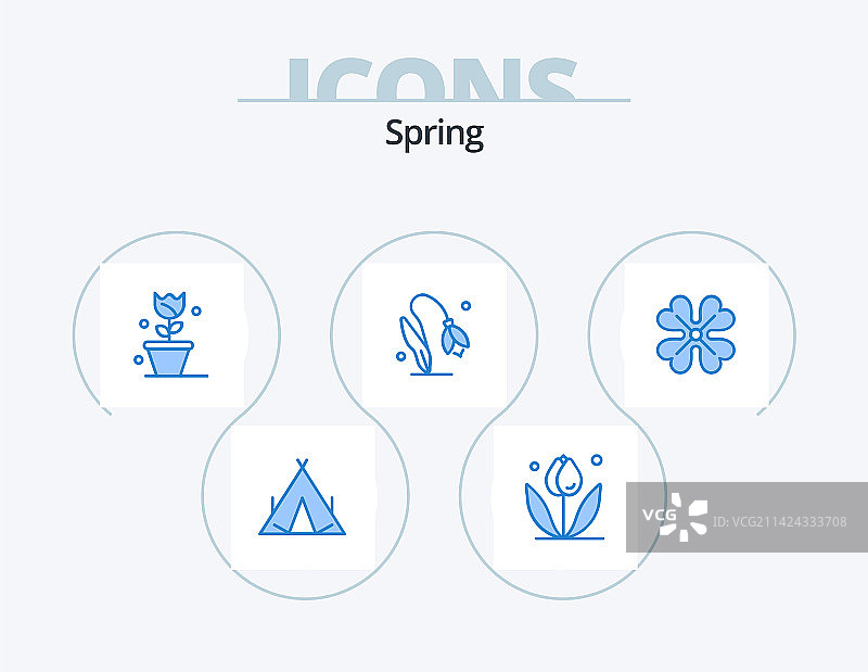 春季蓝色图标包（5款银莲花设计）图片素材