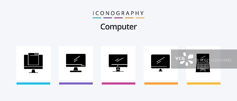 电脑图标字形5合1包，含iMac手机图片素材