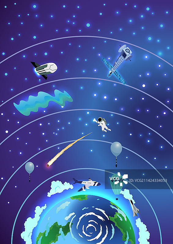 地球大气层彩色信息图图片素材