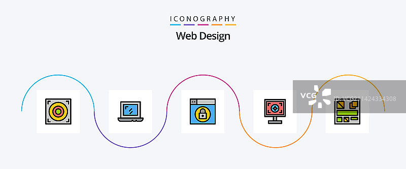 网页设计线性填充扁平5图标包图片素材