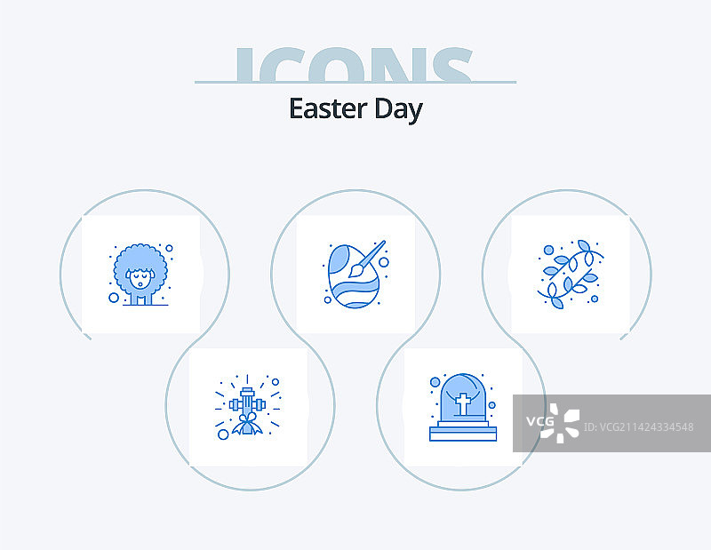 复活节蓝色图标包，5个图标设计，猫柳涂料图片素材
