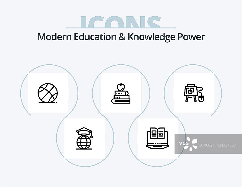 现代教育和知识力量线性图标图片素材