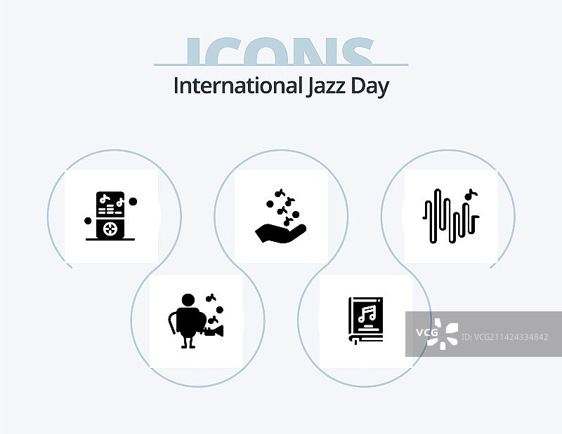 国际爵士乐日字形图标包5个图标图片素材