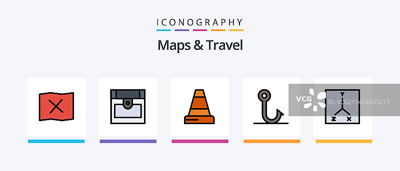 地图与旅行线性填充5图标包图片素材