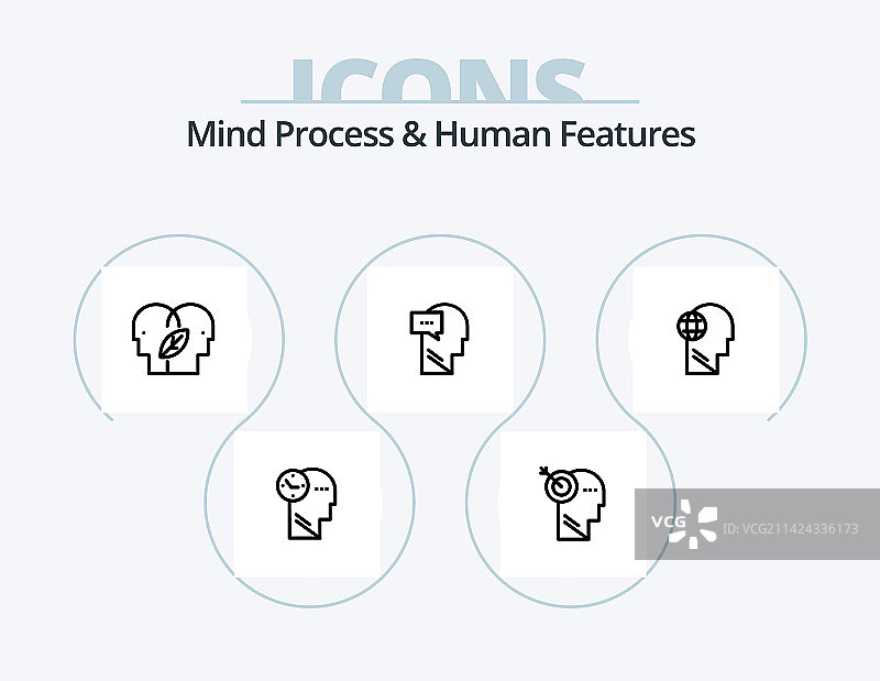 思维过程与人物特征线性图标包5图片素材