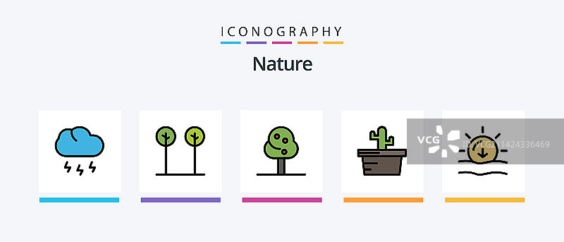 包含自然的自然线性填充5图标包图片素材