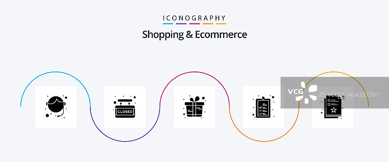购物和电子商务glyph 5图标包图片素材