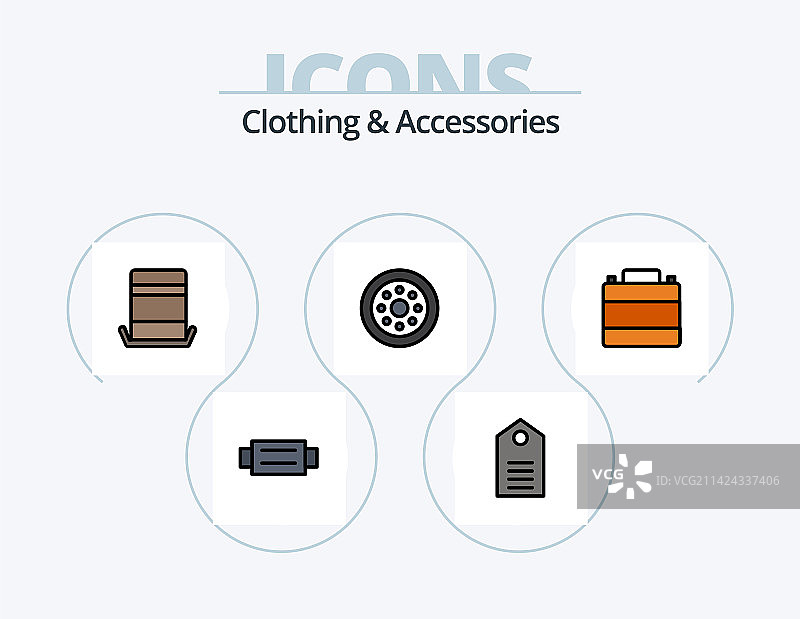 服装和配饰线性填充图标包5图片素材