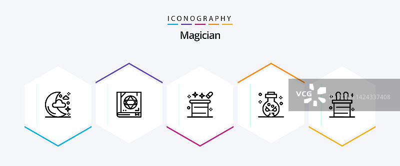 魔术师25线条图标包，包含魔术戏法图片素材