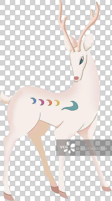 九色鹿清新扁平插画手绘免抠元素图片素材