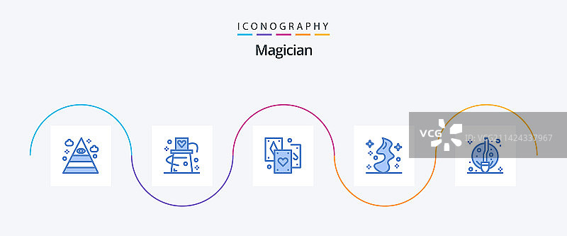 包含扫帚愿望的魔术师蓝色5图标包图片素材
