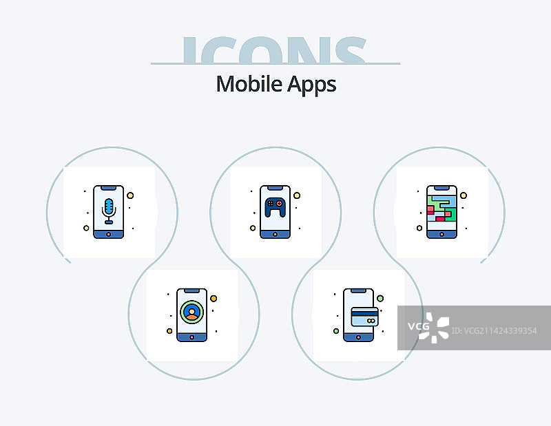 移动应用填充线性图标包5图标设计图片素材