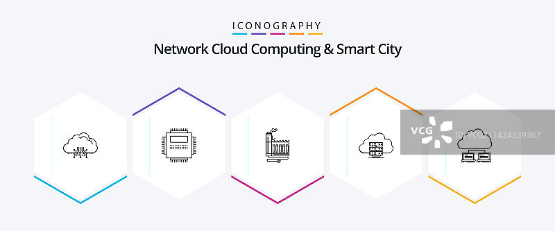 网络云计算和智慧城市25线图片素材
