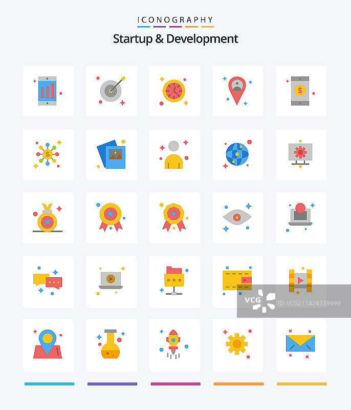 创意启动与发展2.5D扁平图标图片素材