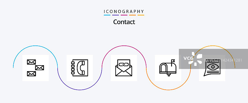 包含联系我们的联系方式线性图标图片素材