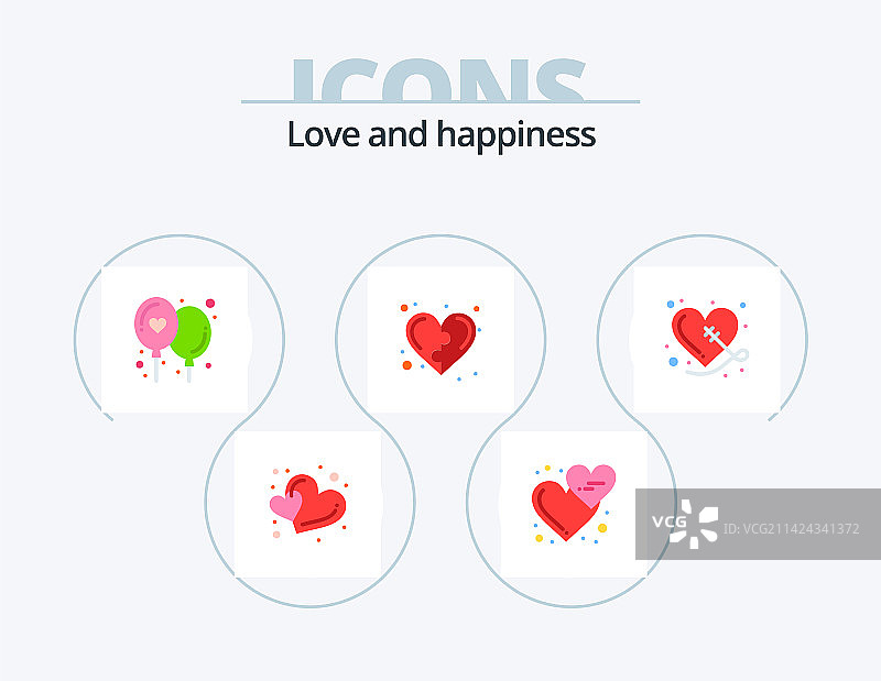 爱心扁平图标包5图标设计：破碎的心图片素材