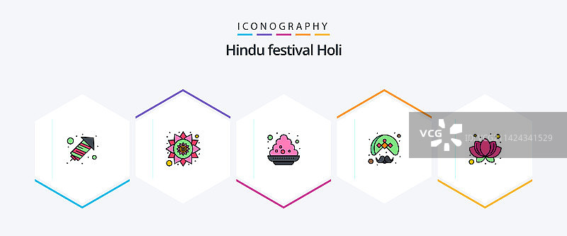 洒红节25填充线图标包，包括植物图片素材