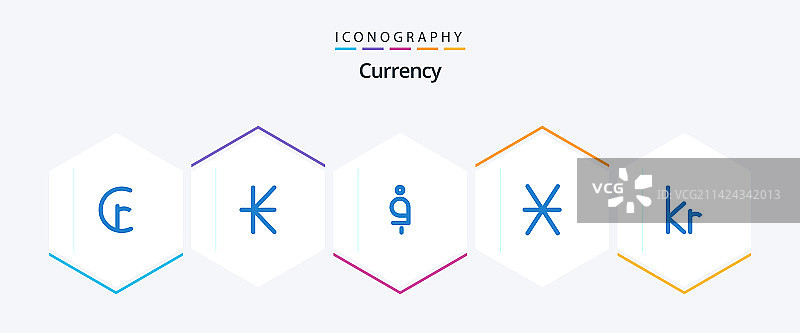 包含货币的25个蓝色货币图标包图片素材