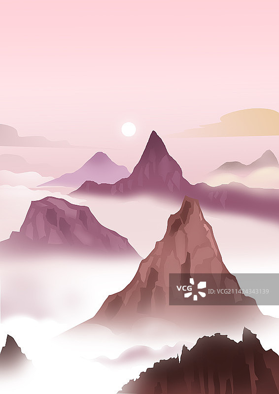 湖南张家界风景景色景点景区地理环境云海插画图片素材