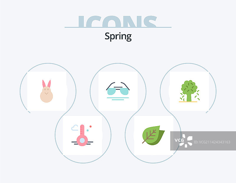 扁平风格春季图标套装设计图片素材