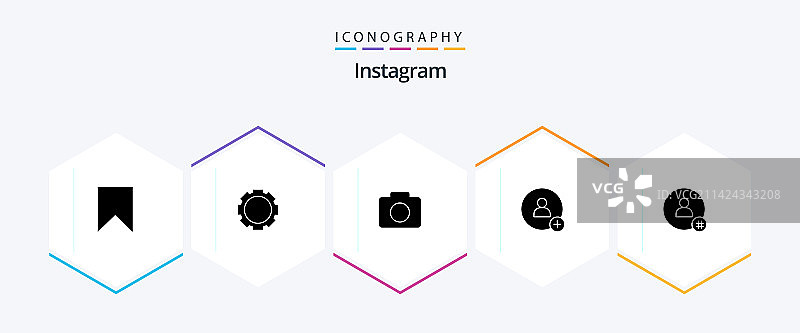 Instagram 25 图标集，包括Twitter图片素材