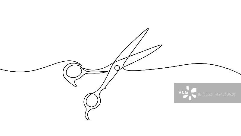 单线条美发师剪刀符号图片素材