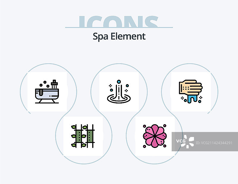 SPA元素线性填充图标套装5个设计图片素材