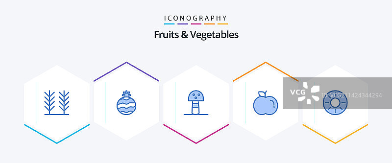 25个蓝色水果蔬菜图标包图片素材
