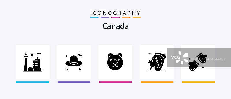 包含北极枫叶的加拿大字形5图标包图片素材