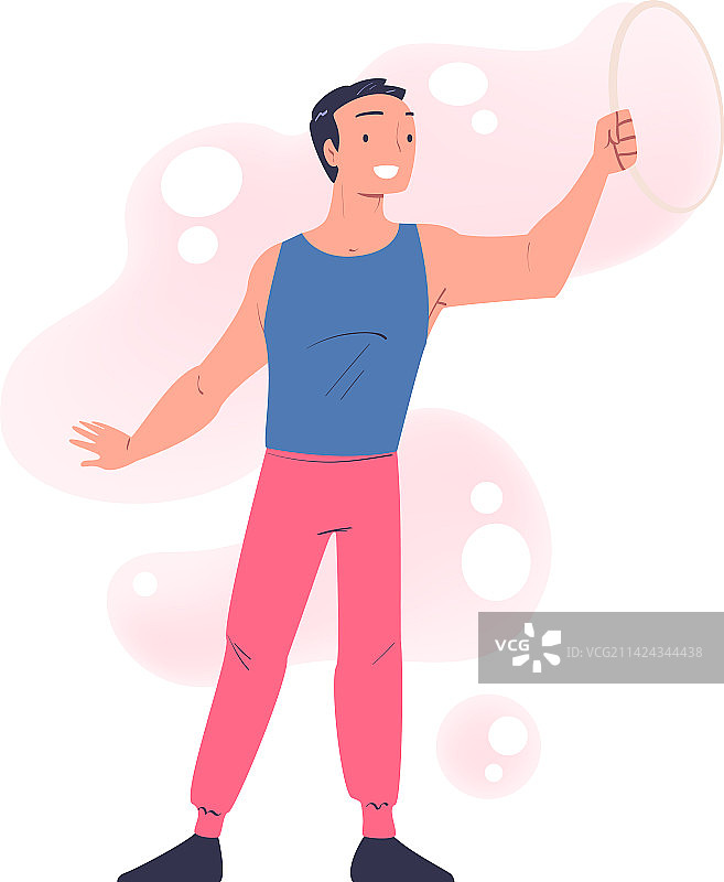 男人表演肥皂泡秀图片素材