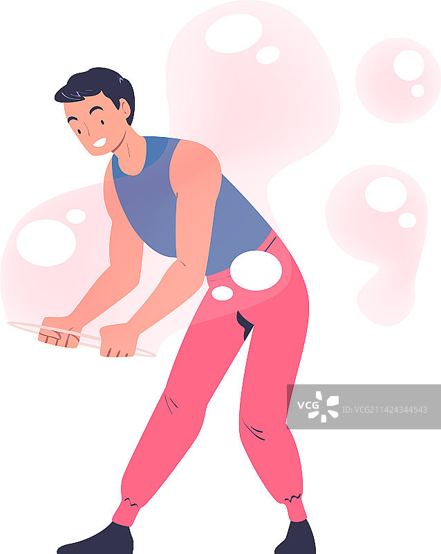 男人表演肥皂泡秀图片素材