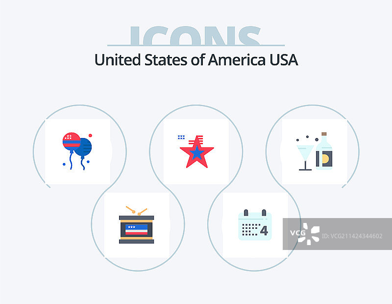 美国扁平风格5图标包，葡萄酒气球图片素材